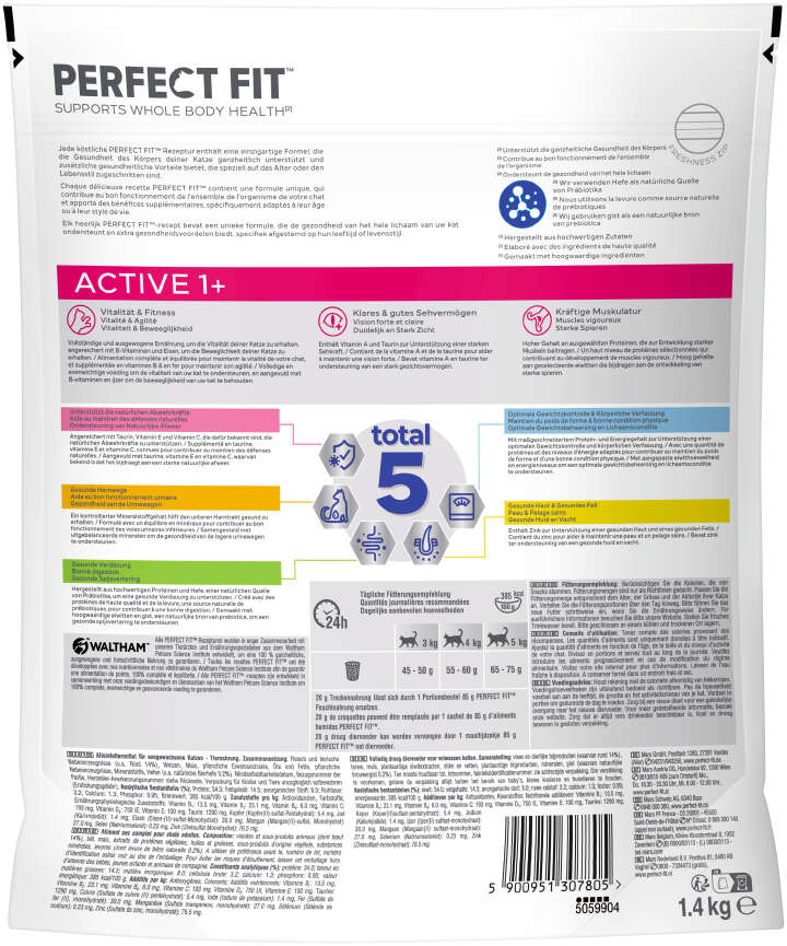 PERFECT FIT Katzen-Trockenfutter Katze Active 1+ mit Rind